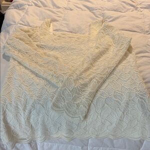 Elegant Cream Lace Women's Chico’s Cold Shoulder Top